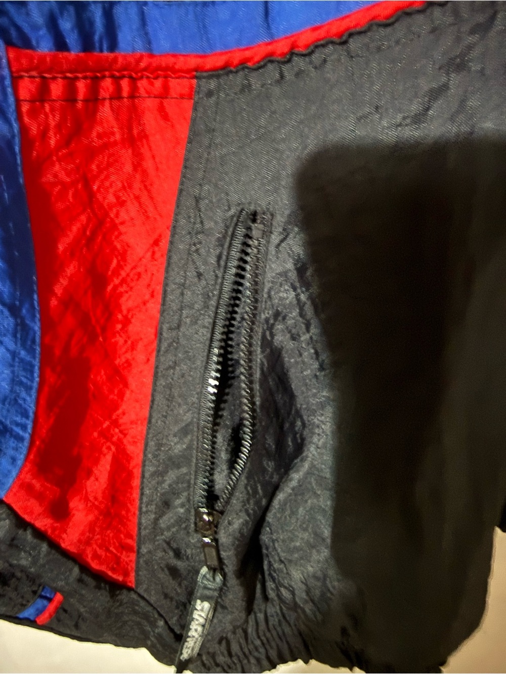 Black Bomber Jacket with Blue & Red Trim - New York Rangers Style - Picture 9 of 16